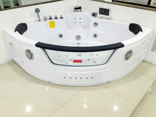 Two people whirlpool massage bathtub with TV