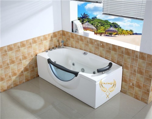 Rectangle Bathtub massage with brass faucet