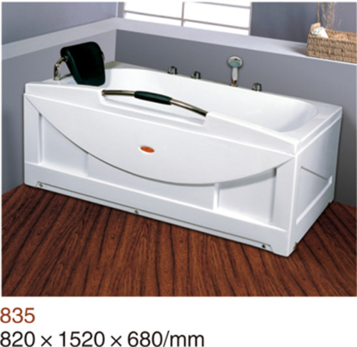 Acrylic corner whirlpool bathtub with handle