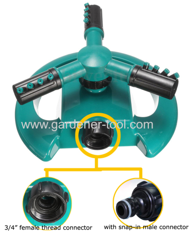 plastic 3-arm water whirler sprinkler