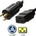 Black 3 Conductor IEC C19 Power Cord NEMA L5 - 30P Locking Plug