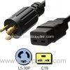 Black 3 Conductor IEC C19 Power Cord NEMA L5 - 30P Locking Plug