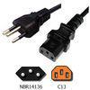 Brazil NBR14136 Plug to IEC C13 Appliance Power Cord Brazil laptop power cord with InMetro approval