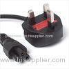 Black IEC 60320 C5 3 Prong Notebook Power Cord BS 1363 2.5 Amp 250V
