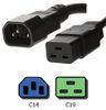 Black C14 to C19 3 Prong Server Power Cord IEC 60320 Service Junior Thermoplastic