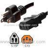 Black NEMA 5 15P to C13 Plug Power Cord 15 Amp 125V 14 / 3 SJT Cable Jacket