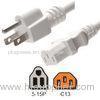 White Computer Power Cord 10 Amp American NEMA 5 15P to IEC C13 18 / 3 AWG