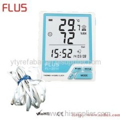 Portable Indoor Outdoor Thermo-hygrometer Clock With Wire