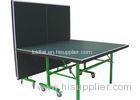 Standard Indoor Green Table Tennis Table Single Folding Movable With Wheels
