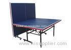 Standard Size Black Table Tennis Table Steel Material With Wheels Blue Top