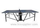 Double Foldable Indoor Table Tennis Table Standard Size With Wheels Blue Top