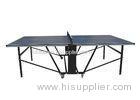 Double Foldable Indoor Table Tennis Table Standard Size With Wheels Blue Top