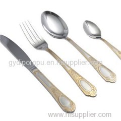 72pcs Gold Cutlery Sets With White Wooden Box
