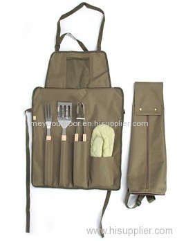 Foldable BBQ apron with BBQ tools