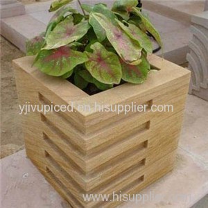 Cheap Yellow Sandstone Garden Flower Pot For Outside