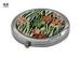 Round Shaped Enamel Small Compact Mirror Silver Color Epoxy Design