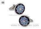 Black And Blue Soft Enamel Fill Custom Mens Cufflinks Novelty Flower Style