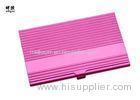 Pink Aluminum Business Card Holder Case For Women Unique Square Shape