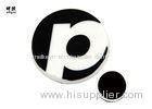 Round Soft Rubber / PVC Fridge Magnets Personalised Black / White Color