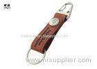 Soft Enamel Brown Personalised Leather Keyrings For Men OEM / ODM Avaliable