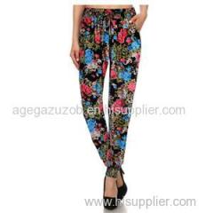 Floral Drawstring Elastic Waist Jogger Harem Pants