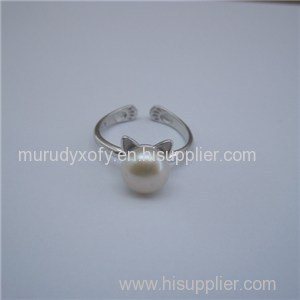 Cute Cat Freshwater Pearl Party Rings Accessory SSR026