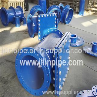 Ductile iron pipe fittings double flanged hatch-boxes.