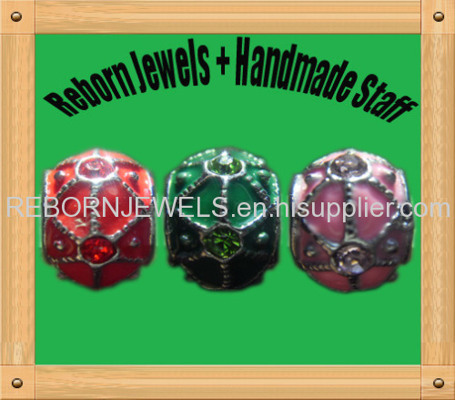 Enamel Bling Drum large hole beads f european style n all diy jewelry making