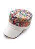 Flower Printed Flat Peak Snapback Caps Adjustable Strap Cotton Linen