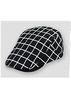 Newsboy Geometric Plaid Flat Cap Mens Black Flat Cap For Autumn Spring