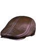 Luxury Casual Brown Leather Ivy Caps / Leather Flat Caps For Men Air Hool