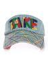 Denim Print Striped Outdoor Snapback Hats Pre Curved Sun Protective