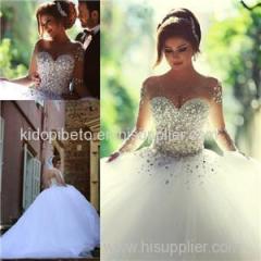 Vintage Crystal Tulle Ball Gown Wedding Dress