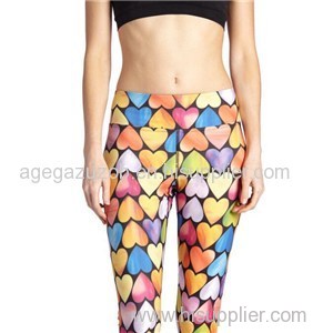 Colorful Heart Digital Printing Capris