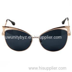 Fashion Women Sunglasses 2016 Hollowed-out Cat Eye Mental Plastic Glasses Round Sexy Sunglasses Women Glasses