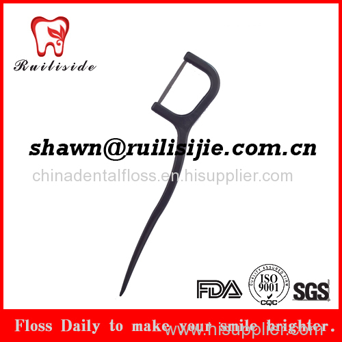 black bamboo charcoal dental flosser