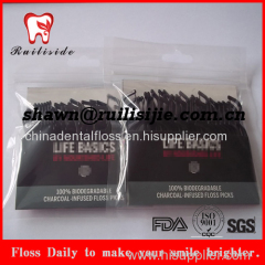 bamboo charcoal dental floss pick