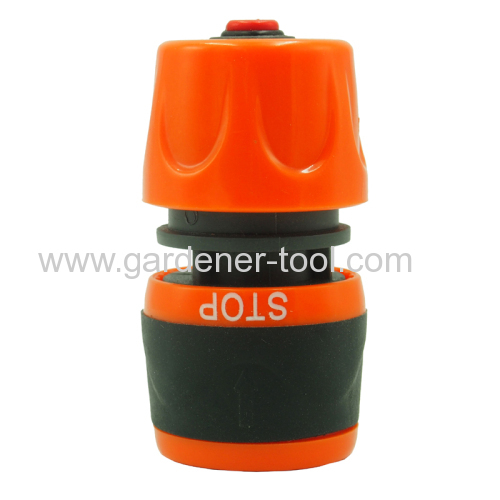 Plastic soft water hose female snap-in connector with waterstop