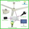 AC DC Operated Solar Panel Powered Rechargeable Ceiling Fan AC230V and DC 12V input