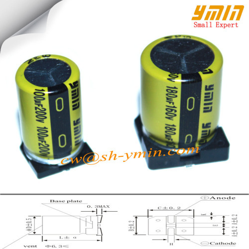 LED Lighting SMD Capacitors 200V 100uF SMD Aluminium Electrolytic Capacitors for Solar LED Street Light RoHS Compliant