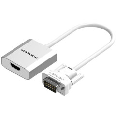 China supplier Metal VGA to HDMI Converter with Female Micro USB and Audio Port White