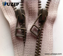 bronze closed ended zipper