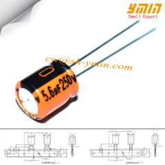 5.6uF 250V 8x9mm Capacitors LKG Series 105C 8000 ~ 12000 Hours Radial Aluminium Electrolytic Capacitors RoHS Compliant