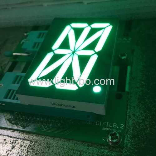 2.3" de anodo común verde puro de un solo dígito de 16 segmentos de pantalla led para el indicador de reloj