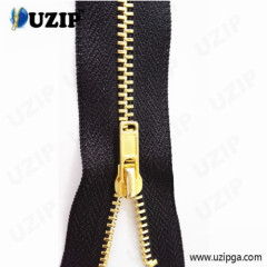 gold teeth metal zipper with metal slider