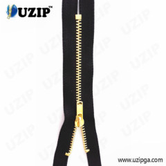 gold teeth metal zipper with metal slider