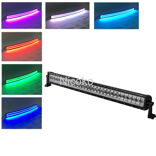 180w 32 Inch Straight Led Bar with RGB halo Flood Spot Combo Beam for Off-Road SUV UTE ATV Golf 4WD Truck Boat