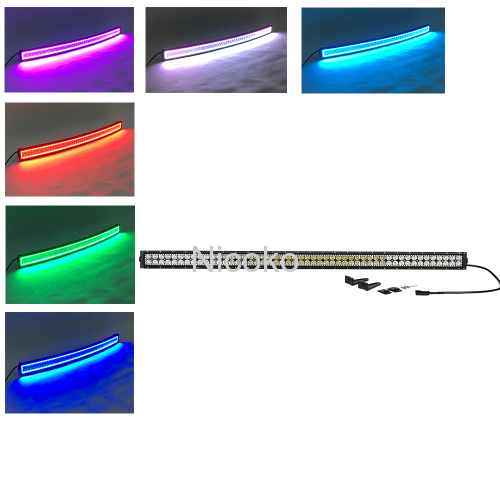300w 52 Inch Straight Led Bar with RGB halo Flood And Spot 9-32V for Off-road Vehicle Pickup Car SUV Truck