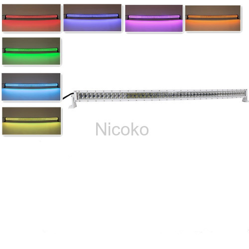 300w 52 Inch white Housing Straight Led Bar with RGB halo 6000K Flood Spot Combo Beam for Offroad Vehicles