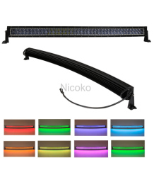 50Inch Curved Cree Led Bar with RGB halo 288W Driving Light Flood Spot Combo Beam 4X4 ATV 4WD SUV UTE